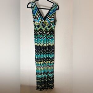 Valerie Bertinelli Vibrant Chevron Maxi Dress Size 8